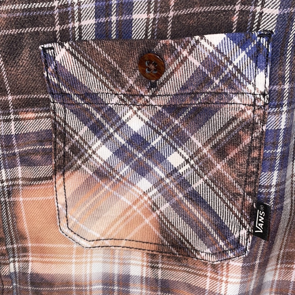 Custom Bleached Vans Flannel Button Down Shirt. S… - image 8